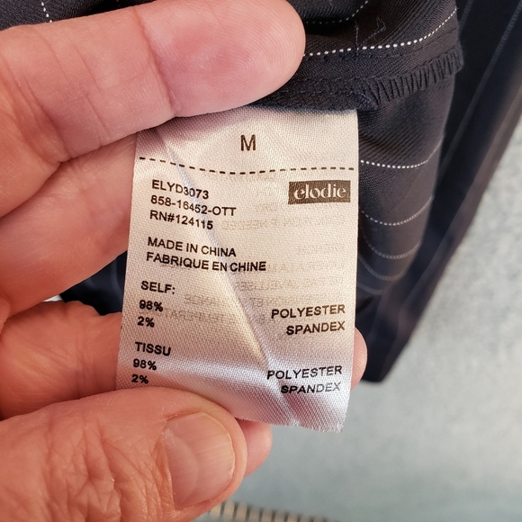 Elodie Black Pin Stripe Spagetti Criss Cross Back Adj. Strap Mini Dress Size M - Picture 11 of 11